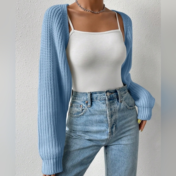 Easy Days Open Front Cardigan - Blue - Picture 7 of 7